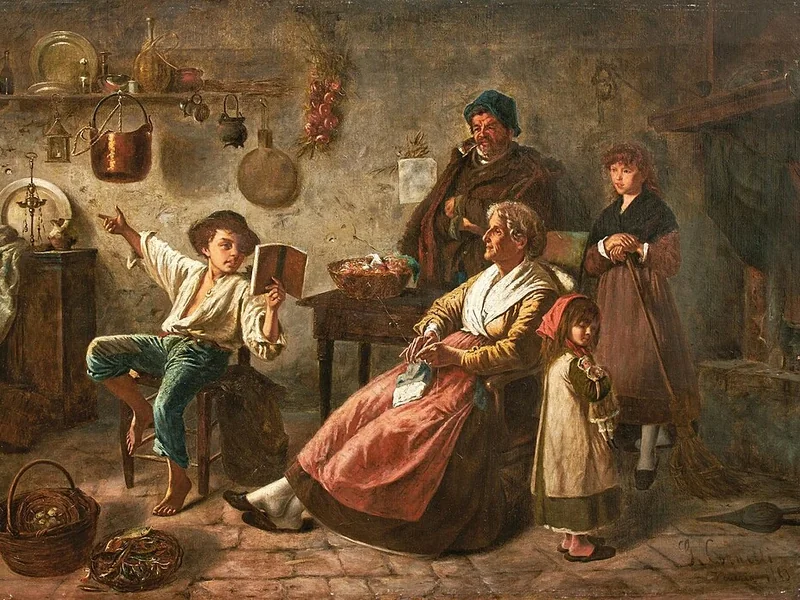 1838-Giuseppe Carnelli - Interno di cucina rurale